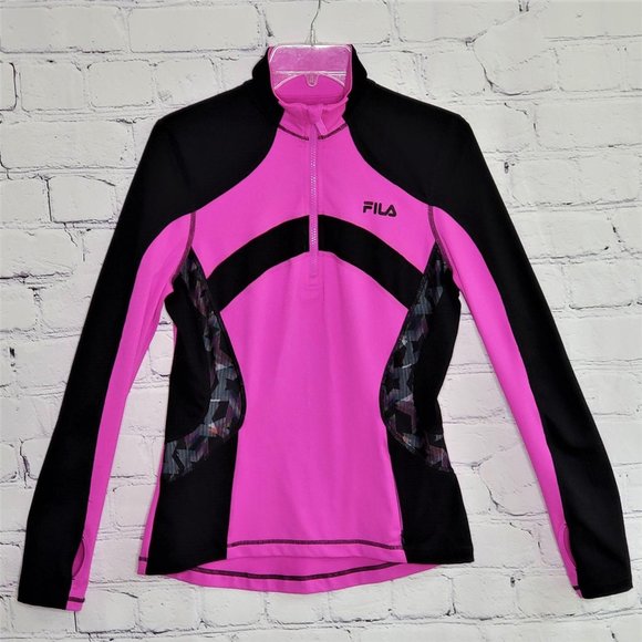 Fila Tops - FILA Pink & Black 1/4  Zip Running Pullover, Sz S